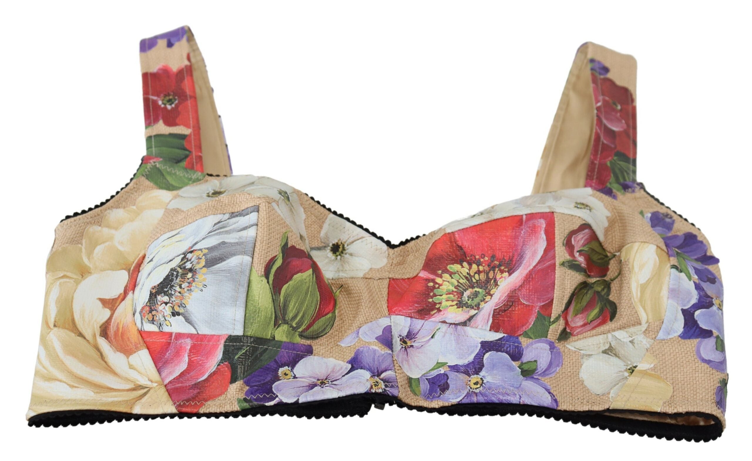 Dolce & Gabbana Multicolor Floral Cropped Bustier Corset Women's Top