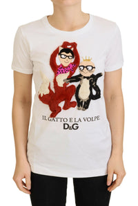 Dolce & Gabbana Iconic Prints Designer Cotton Women's Tee Regular 4 (S) White