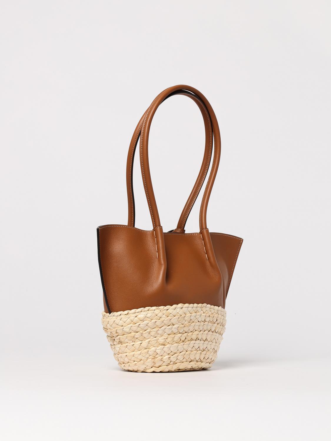 Tod's Women Two-Tone Leather And Raffia Small Shopping Bag