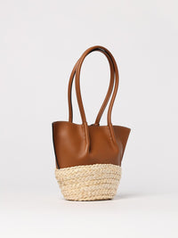 Tod's Women Two-Tone Leather And Raffia Small Shopping Bag