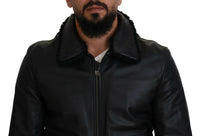 Dolce & Gabbana Dolce & Gabbana Black Lamb Leather Collared Men Coat Men's Jacket