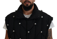 Dolce & Gabbana Black Sleeveless DG Metal Embellishment Men's Jacket