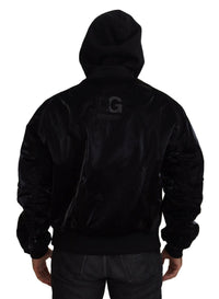 Dolce & Gabbana Black Nylon Hooded Full Zip Bomber Men's Jacket