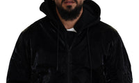 Dolce & Gabbana Black Nylon Hooded Full Zip Bomber Men's Jacket