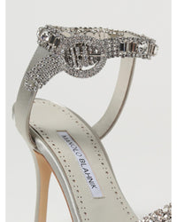 Manolo Blahnik Lurum CrystalEmbellished Satin Heels Women Pearl