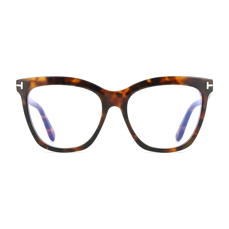 Tom Ford Tom Ford Eyeglasses Butterfly Full Rim, Dark Havana Frame and Clear/Blue Light Block Lenses Lens FT6042-B052