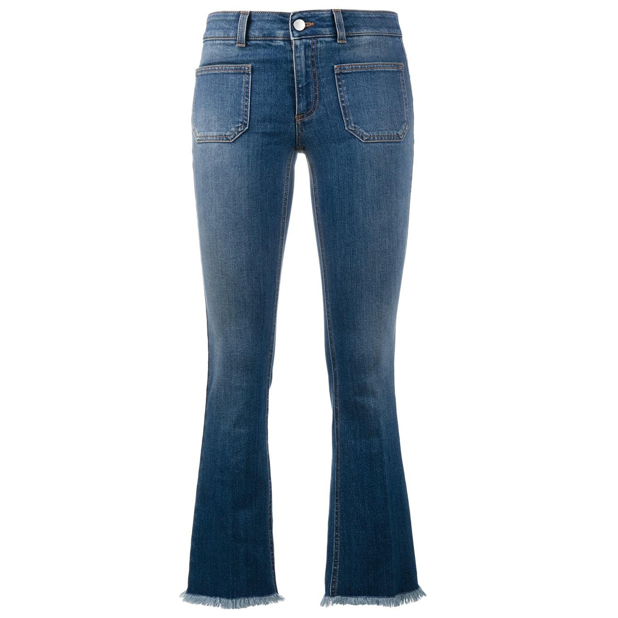 Stella McCartney Kick Flare Frayed Pocket Jeans Dark (28)