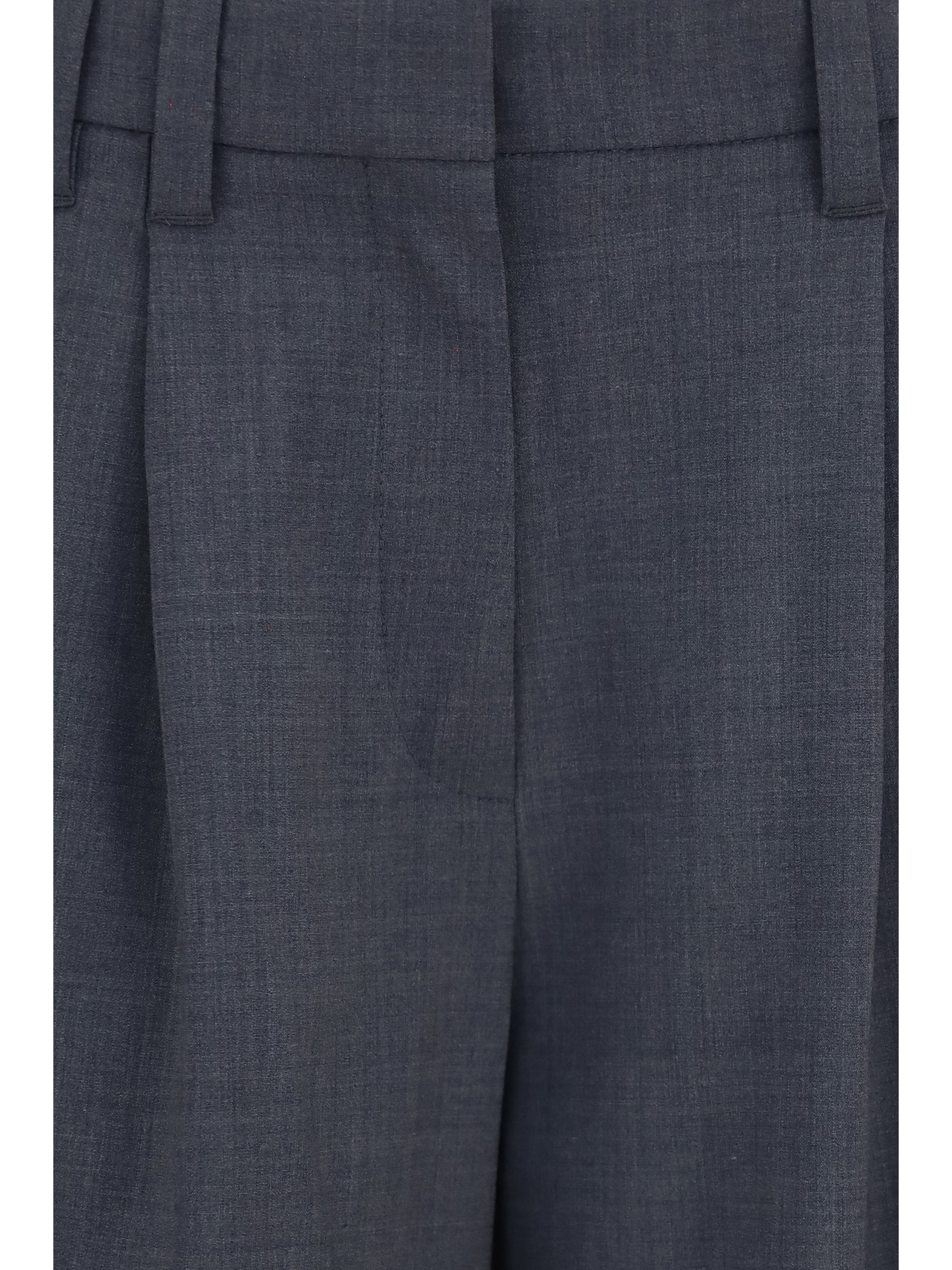 Brunello Cucinelli Women Tropical Wool Tailored Pants With Monili