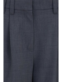 Brunello Cucinelli Women Tropical Wool Tailored Pants With Monili Detail