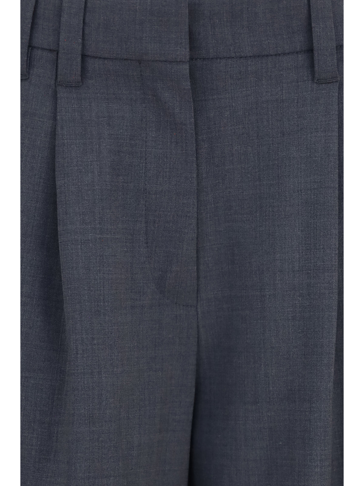 Brunello Cucinelli Women Tropical Wool Tailored Pants With Monili Detail