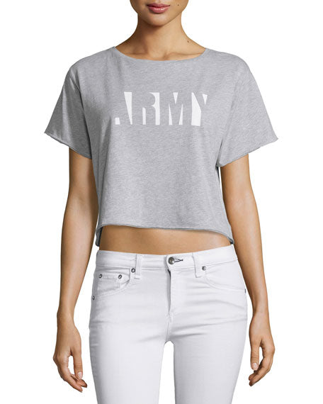 rag & bone Heather Gray Graphic X-Boyfriend Cropped Te Gray