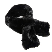 Jocelyn Women's Black Faux Fur Pull Through Scarf and Mitten Set