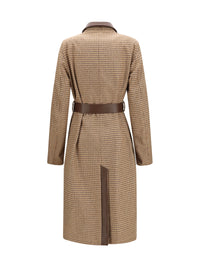 Jacob Cohen Women Reversible Cotton Gabardine And Cashmere Pied-De-Poule Trench Coat