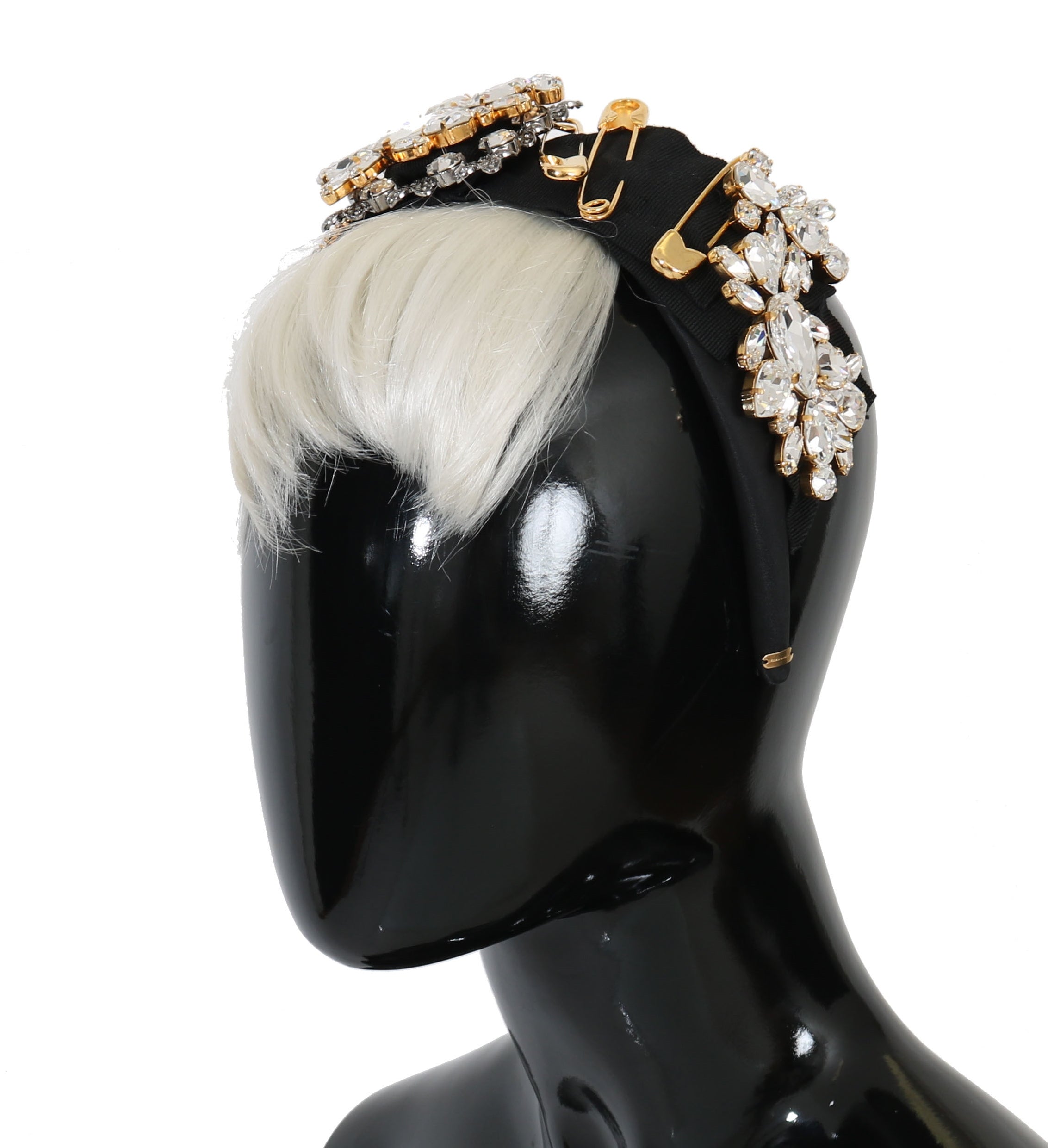 Dolce & Gabbana Dolce & Gabbana Black Crystal White Hair Parrucchiera Headband Women's Diadem
