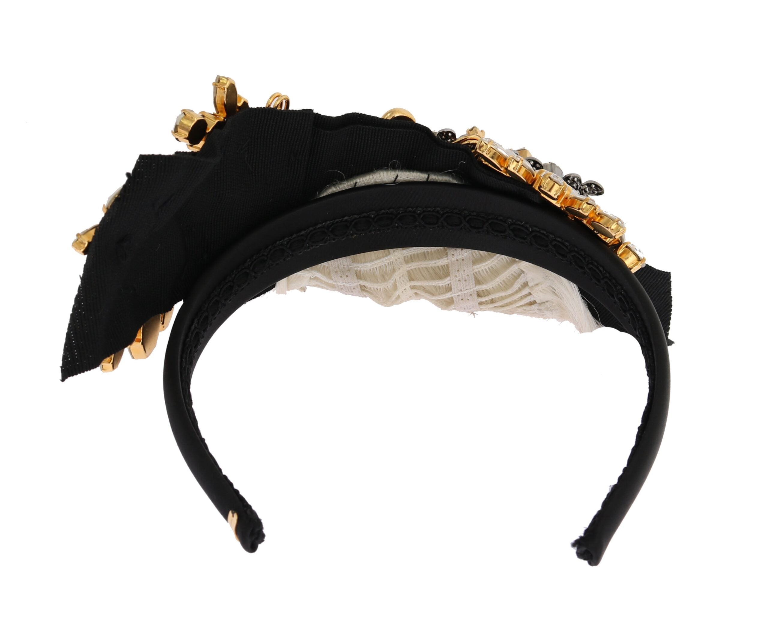 Dolce & Gabbana Dolce & Gabbana Black Crystal White Hair Parrucchiera Headband Women's Diadem