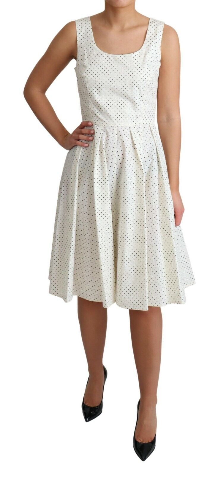 Dolce & Gabbana White Polka Dotted Cotton A-Line Women's Dress – Bluefly