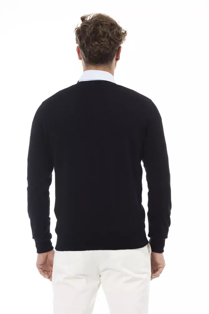 Alpha Studio Alpha Studio Black Wool Men's Men's Sweater