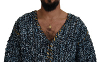 Dolce & Gabbana Blue Button Cardigan Fatto A Mano Men's Sweater