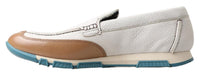 Dolce & Gabbana White Leather Loafers Moccasins Men's Shoes