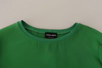 Armani Green Silk Long Sleeves Round Neck Women's Sweater