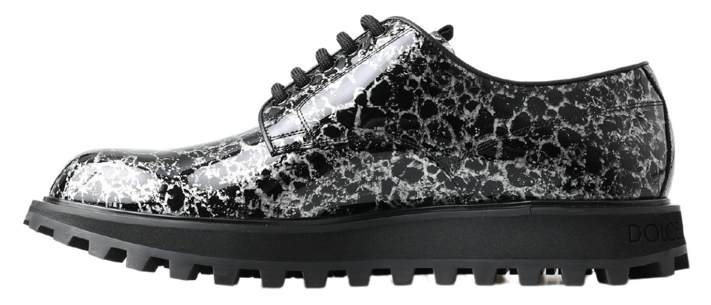 Dolce & Gabbana Dolce & Gabbana Black White Derby Patent Leather Men's Shoes