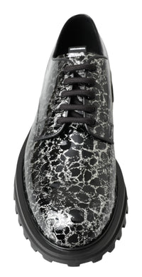Dolce & Gabbana Dolce & Gabbana Black White Derby Patent Leather Men's Shoes