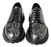 Dolce & Gabbana Dolce & Gabbana Black White Derby Patent Leather Men's Shoes