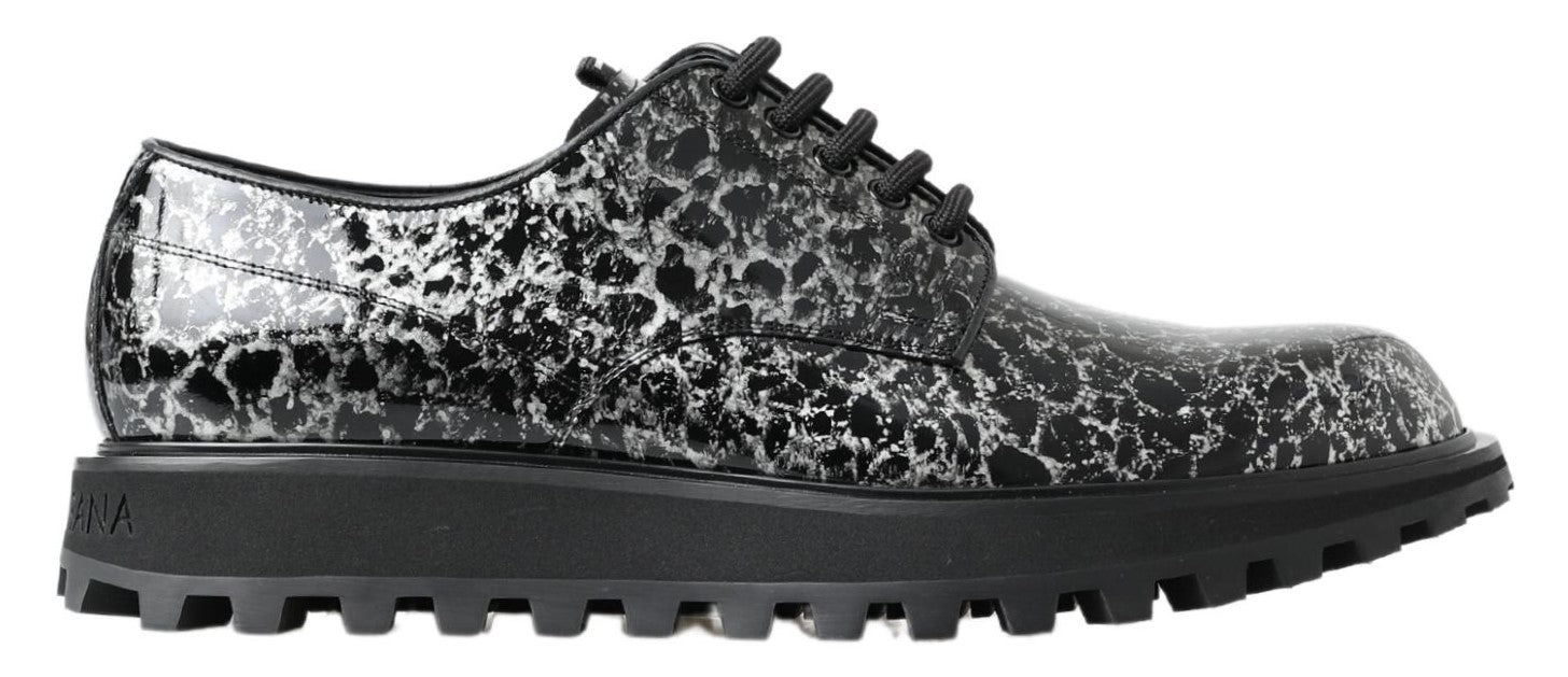 Dolce & Gabbana Dolce & Gabbana Black White Derby Patent Leather Men's Shoes