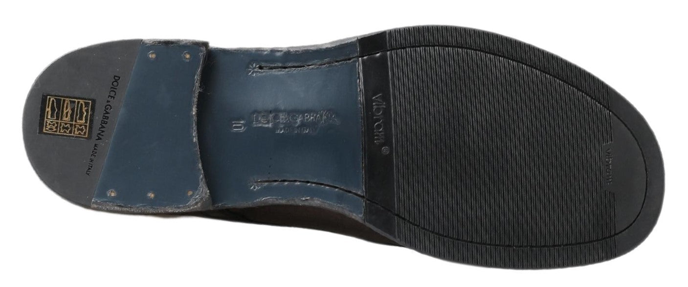 Dolce & Gabbana Elegant Horse Leather Lace-Up Men's Boots