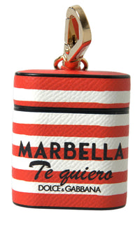 Dolce & Gabbana Dolce & Gabbana Orange Stripe Dauphine Leather Logo Strap Airpod Women's Case