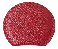 Dolce & Gabbana Dolce & Gabbana Red Calfskin Leather Round Hand Mirror Women's Holder