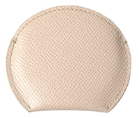 Dolce & Gabbana Dolce & Gabbana Beige Calfskin Leather Round Logo Hand Mirror Women's Holder