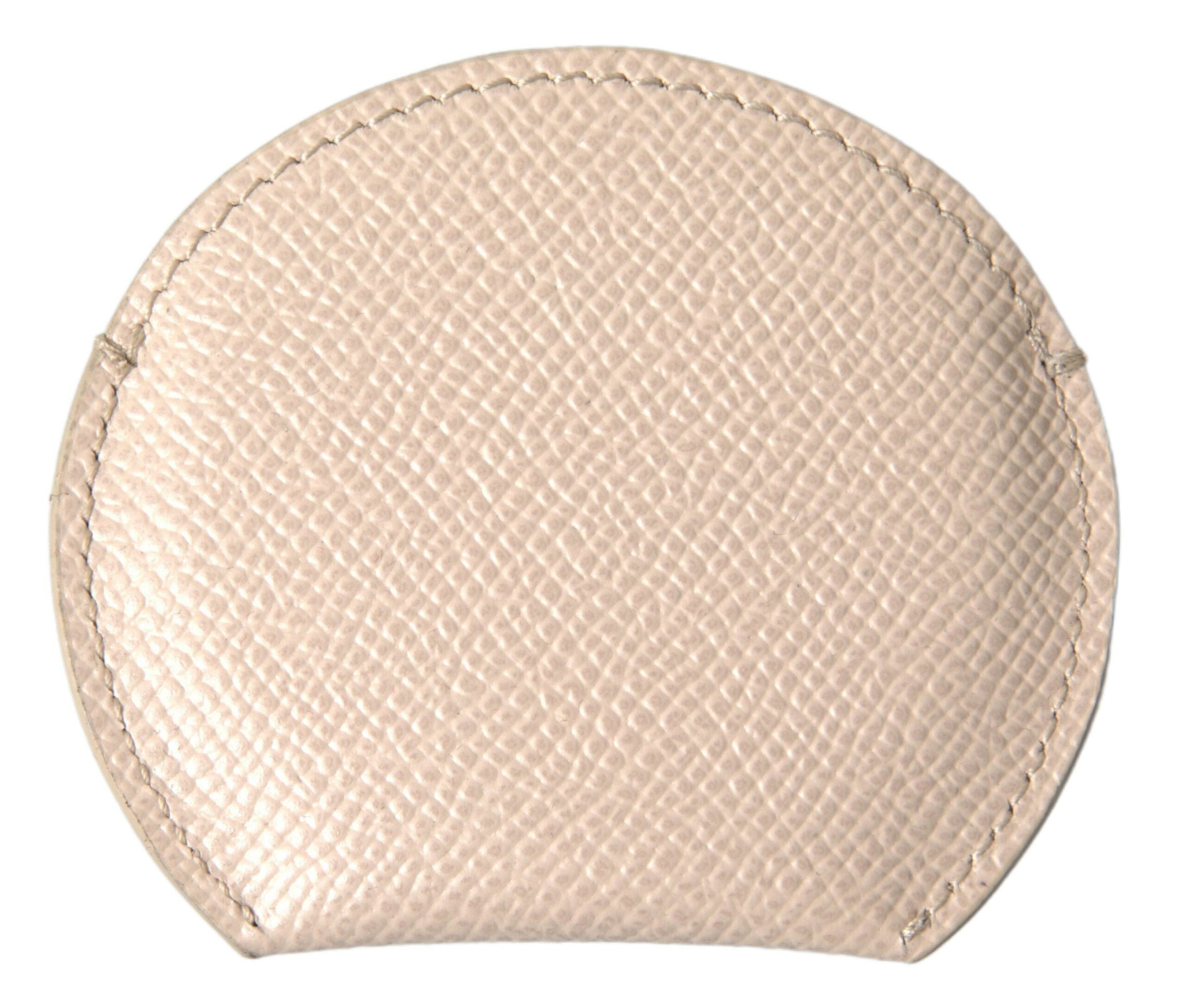 Dolce & Gabbana Dolce & Gabbana Beige Calfskin Leather Round Logo Hand Mirror Women's Holder