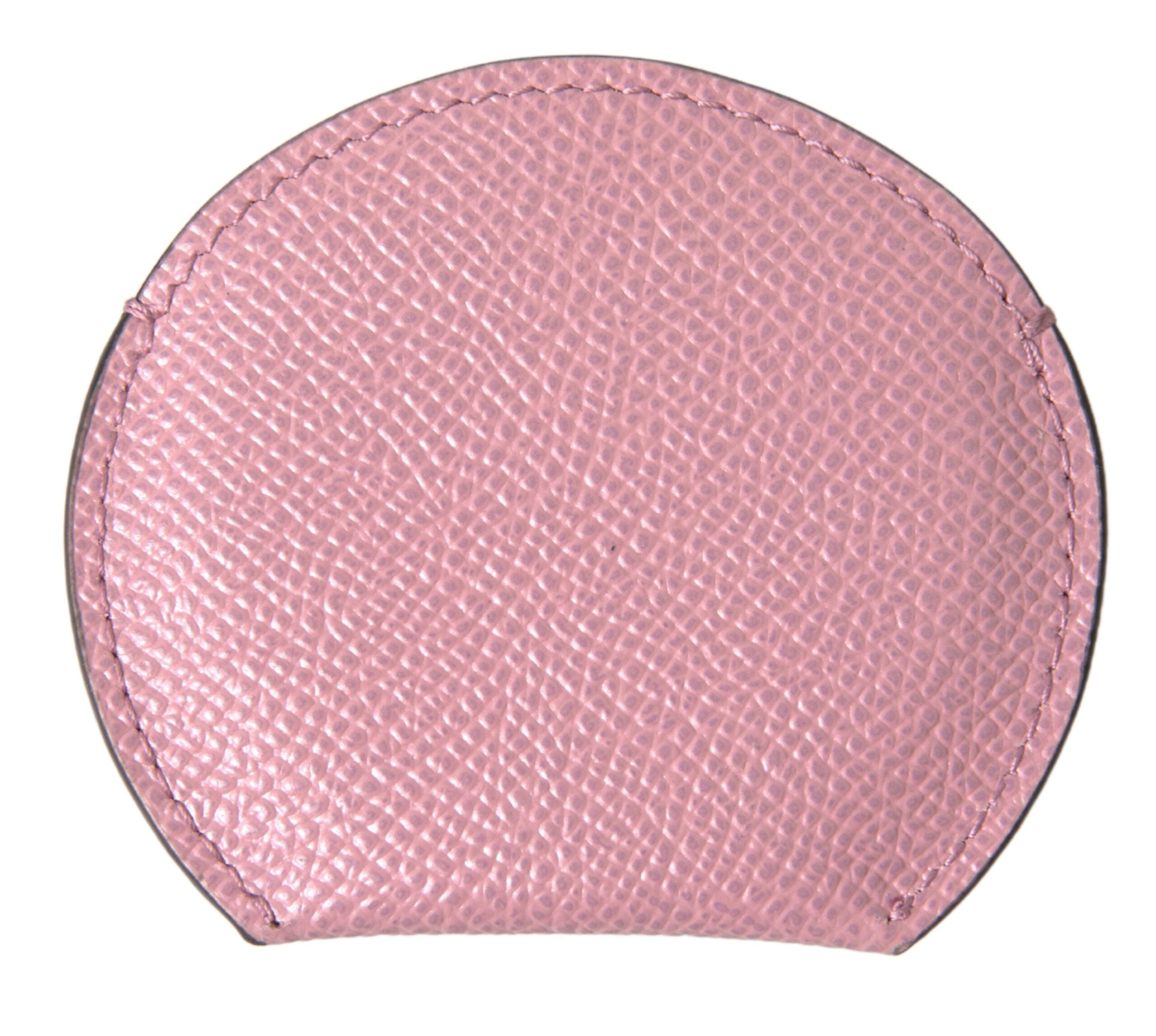 Dolce & Gabbana Elegant Pink Leather Hand Mirror Women's Holder