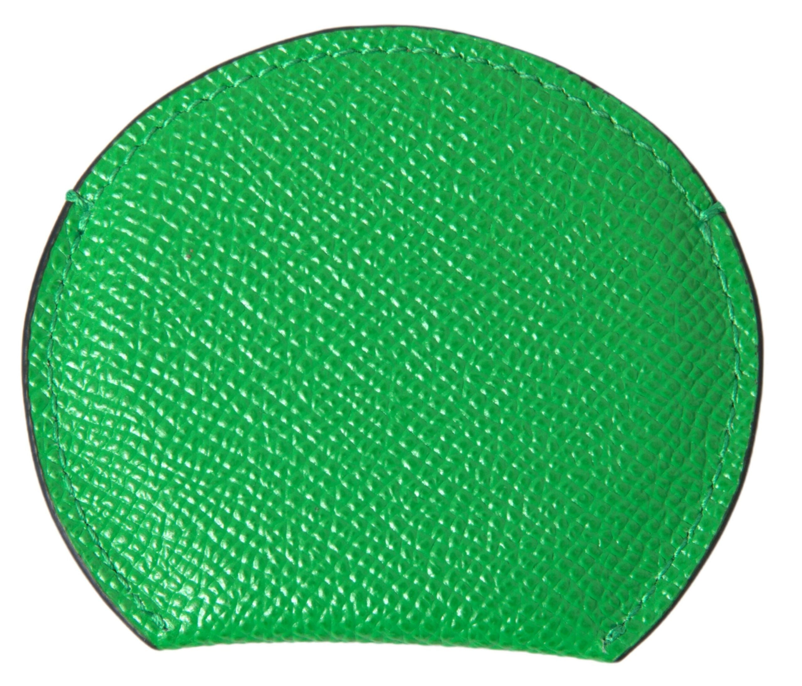 Dolce & Gabbana Dolce & Gabbana Green Calfskin Leather Round Logo Hand Mirror Women's Holder