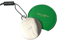 Dolce & Gabbana Dolce & Gabbana Green Calfskin Leather Round Logo Hand Mirror Women's Holder