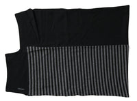 Dolce & Gabbana Black Gray Stripe Wool Neck Wrap Shawl Men's Scarf