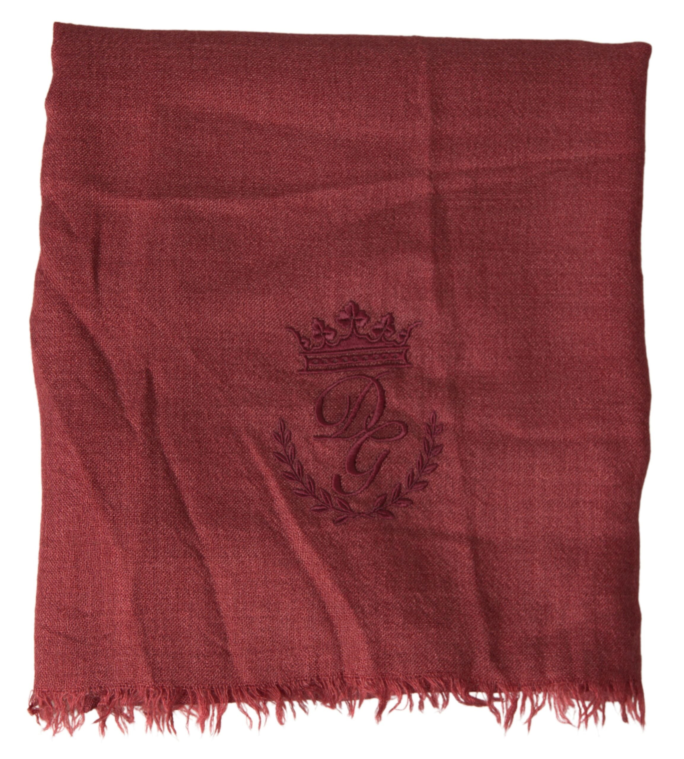 Dolce & Gabbana Maroon Cashmere Knit Wrap Shawl Fringe Men's Scarf