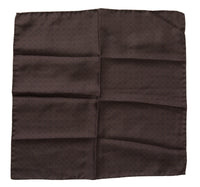 Dolce & Gabbana Brown Patterned Silk Square Handkerchief Men's Scarf