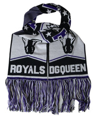 Dolce & Gabbana Multicolor Wool DG Queen Wrap Fringe Women's Scarf