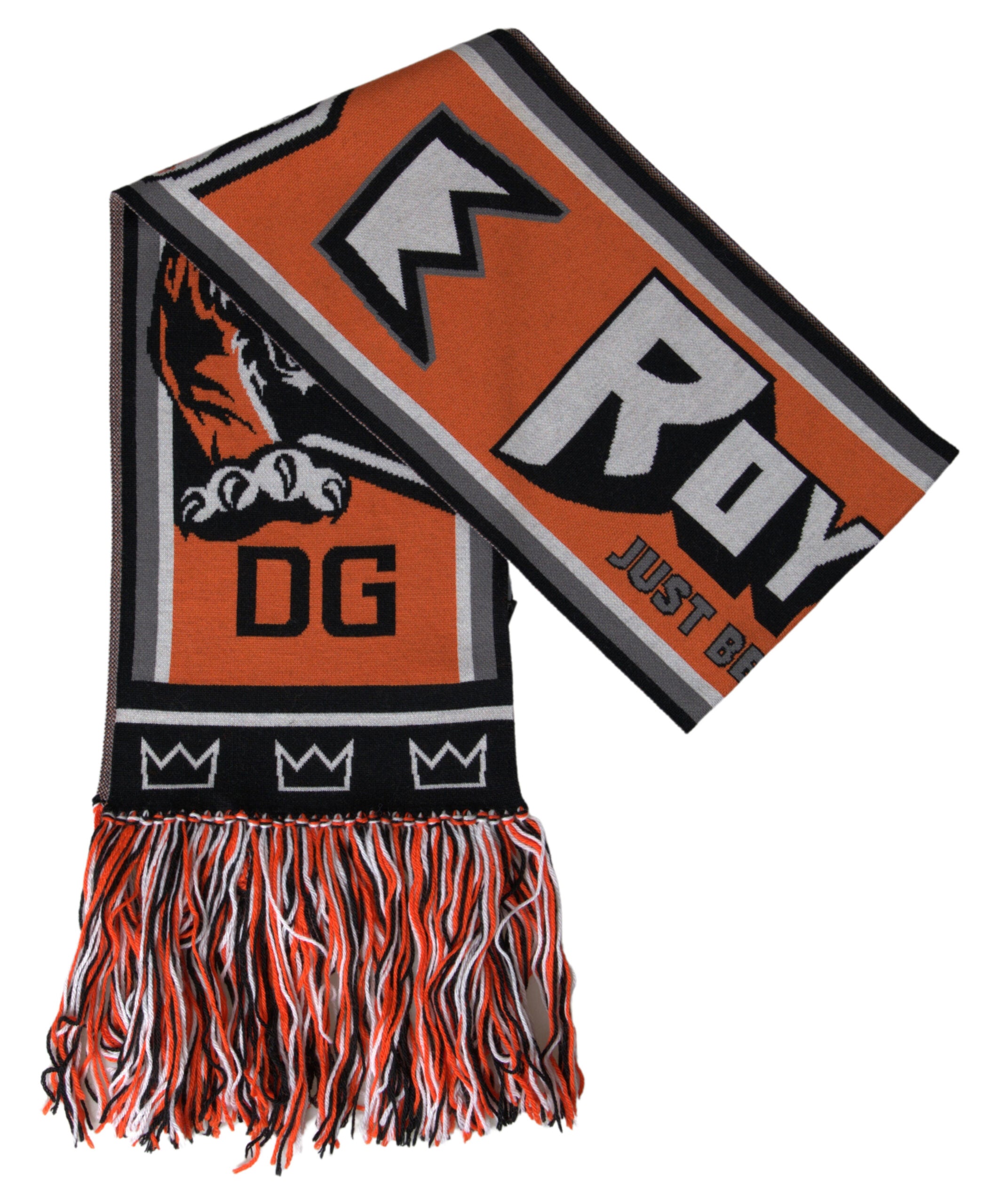 Dolce & Gabbana Multicolor Wool DG Royals Wrap Fringe Women's Scarf
