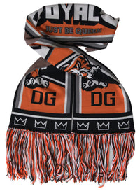 Dolce & Gabbana Multicolor Wool DG Royals Wrap Fringe Women's Scarf