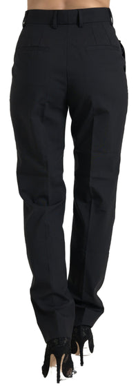 Dolce & Gabbana Black Wool High Waist Tapered Women's Pants