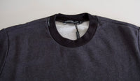 Dolce & Gabbana Dark Gray Cotton Crew Neck Pullover Women's Sweater