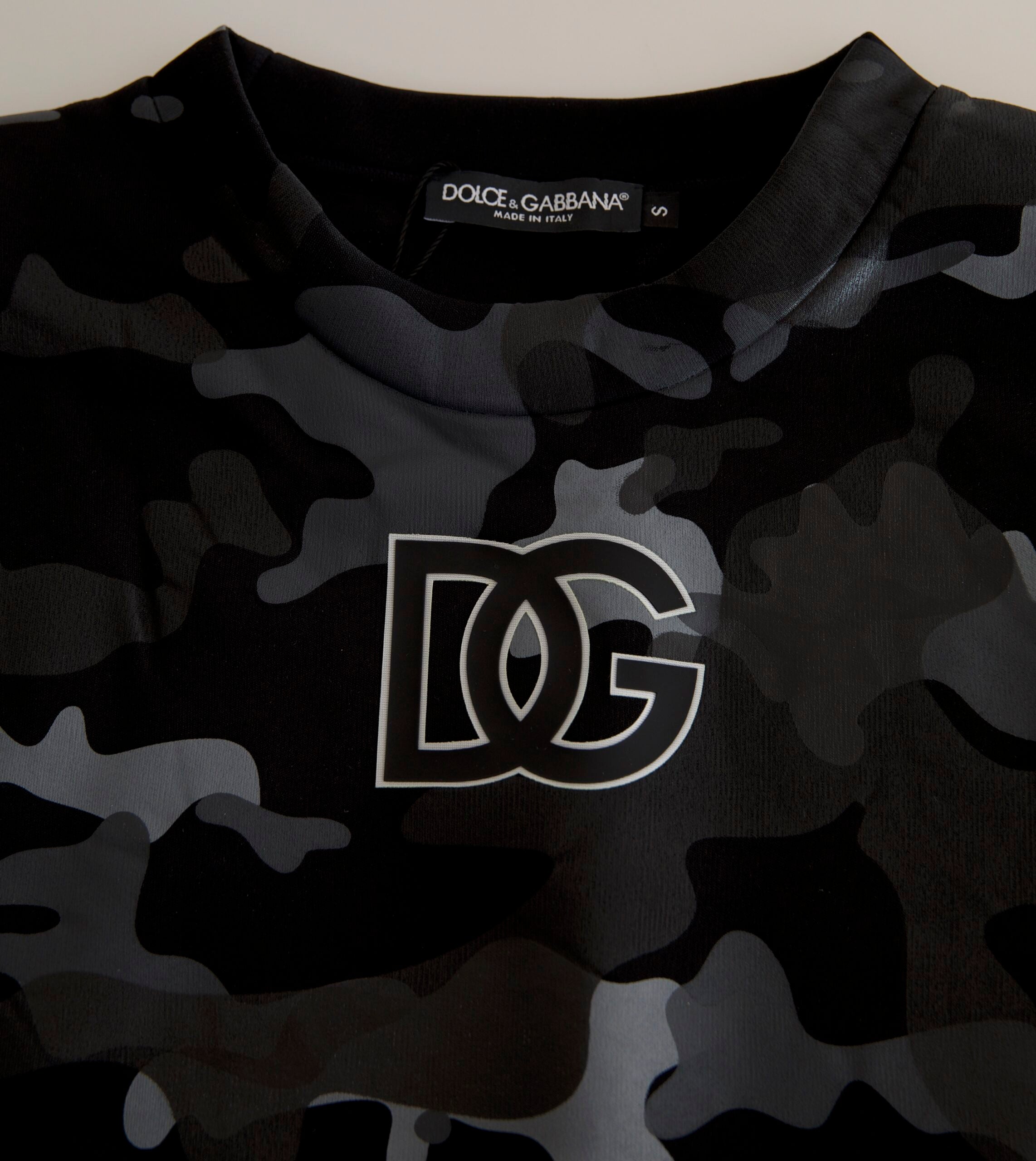 Dolce & Gabbana Black Camouflage Round Neck Sweatshirt Women's Sweater