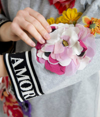 Dolce & Gabbana Gray DG Amore Queen Floral Pullover Women's Sweater