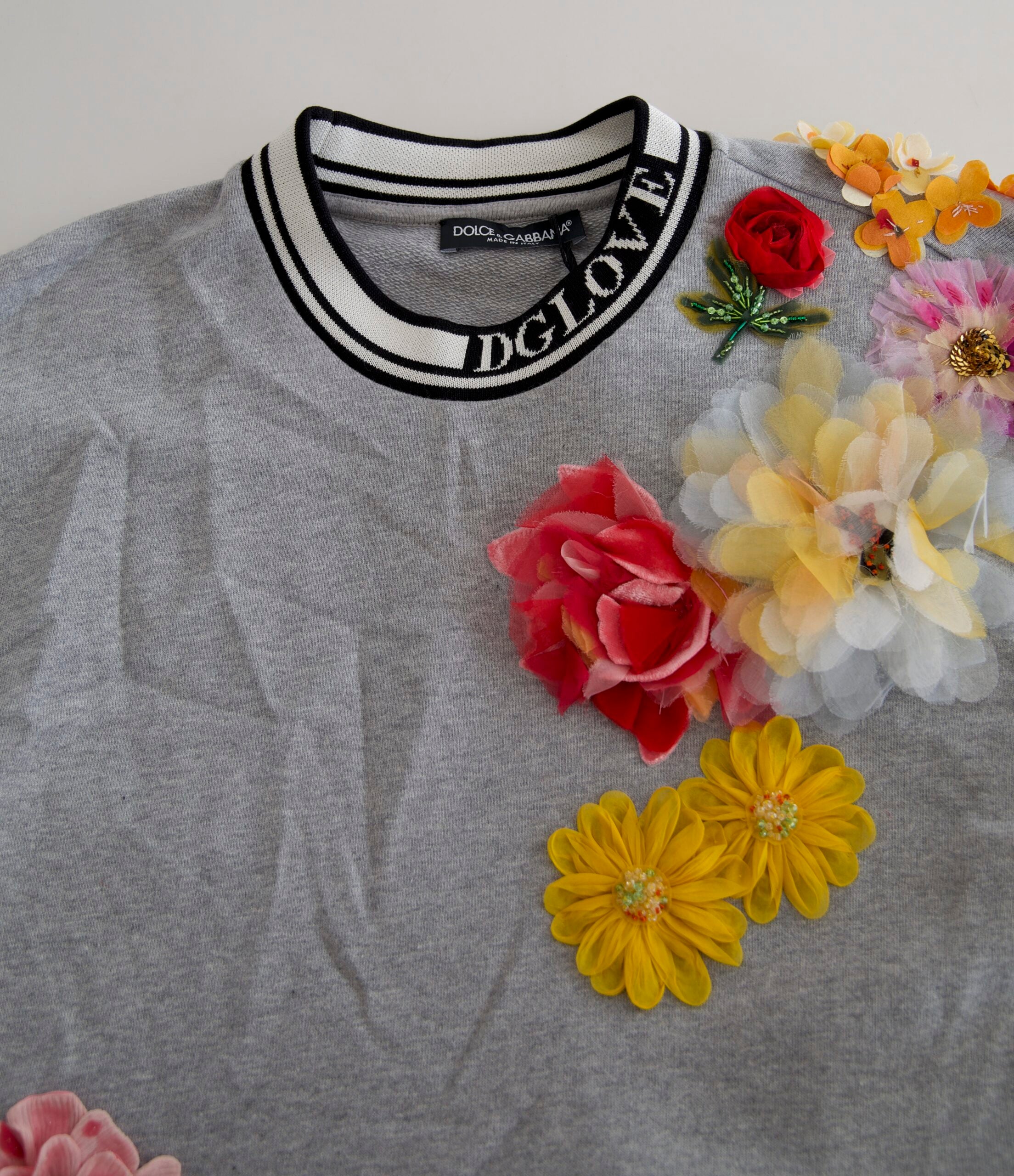 Dolce & Gabbana Gray DG Amore Queen Floral Pullover Women's Sweater
