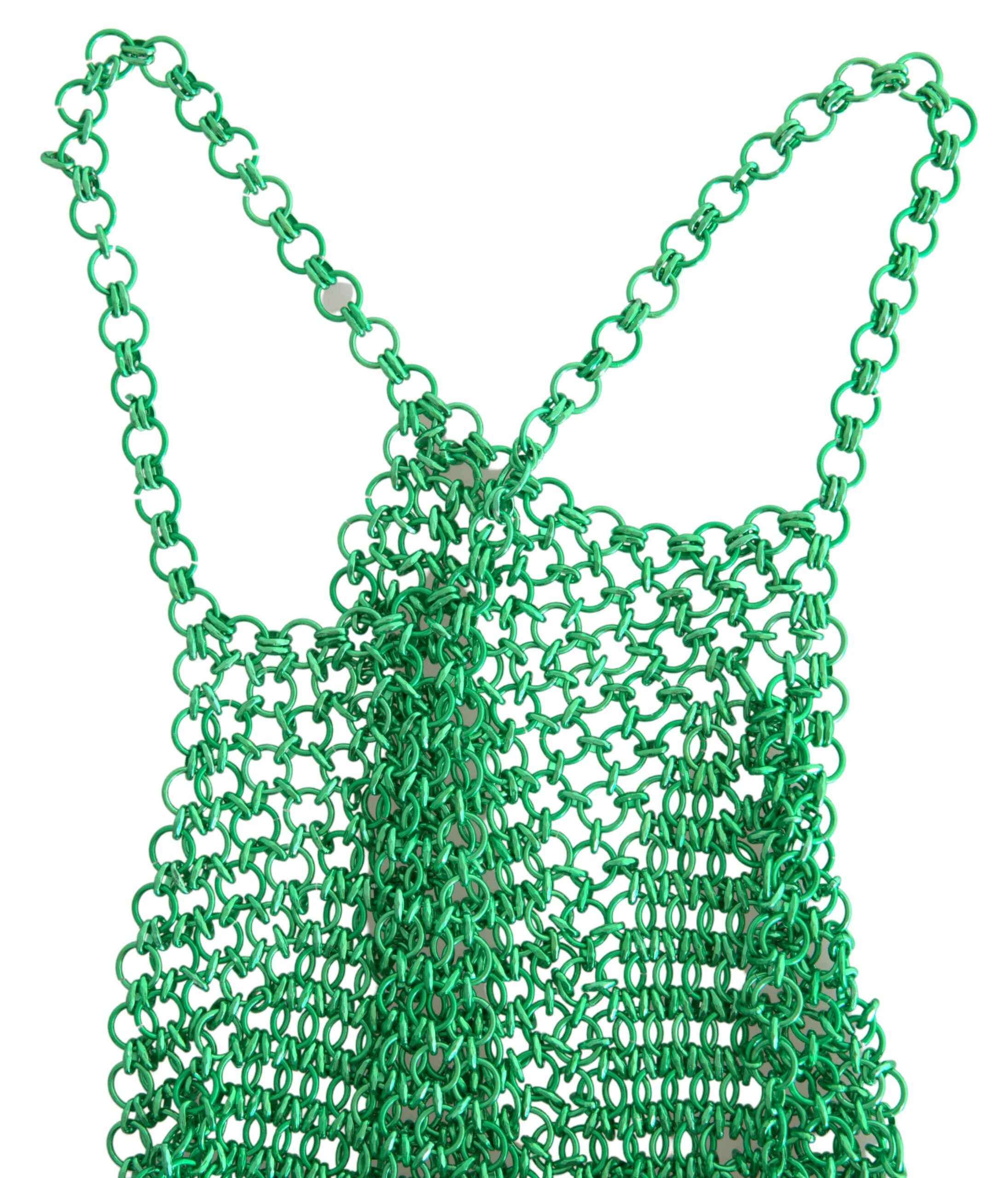 Dolce & Gabbana Green Aluminum Sleeveless Halter Cropped Tank Women's Top