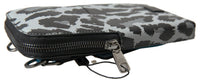 Dolce & Gabbana Gray Leopard Leather Men Purse Crossbody Sling Phone Men's Bag