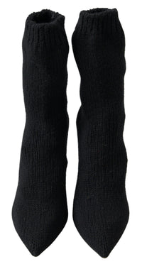 Dolce & Gabbana Black Stiletto Heel Mid Calf Women Boot Women's Shoes